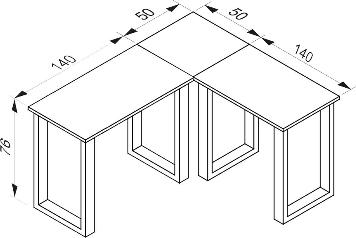 Eckschreibtisch Lona Anthrazit/Silberfarben L:190cm - Anthrazit/Silberfarben, Design, Holzwerkstoff/Metall (190/190/76cm) - MID.YOU