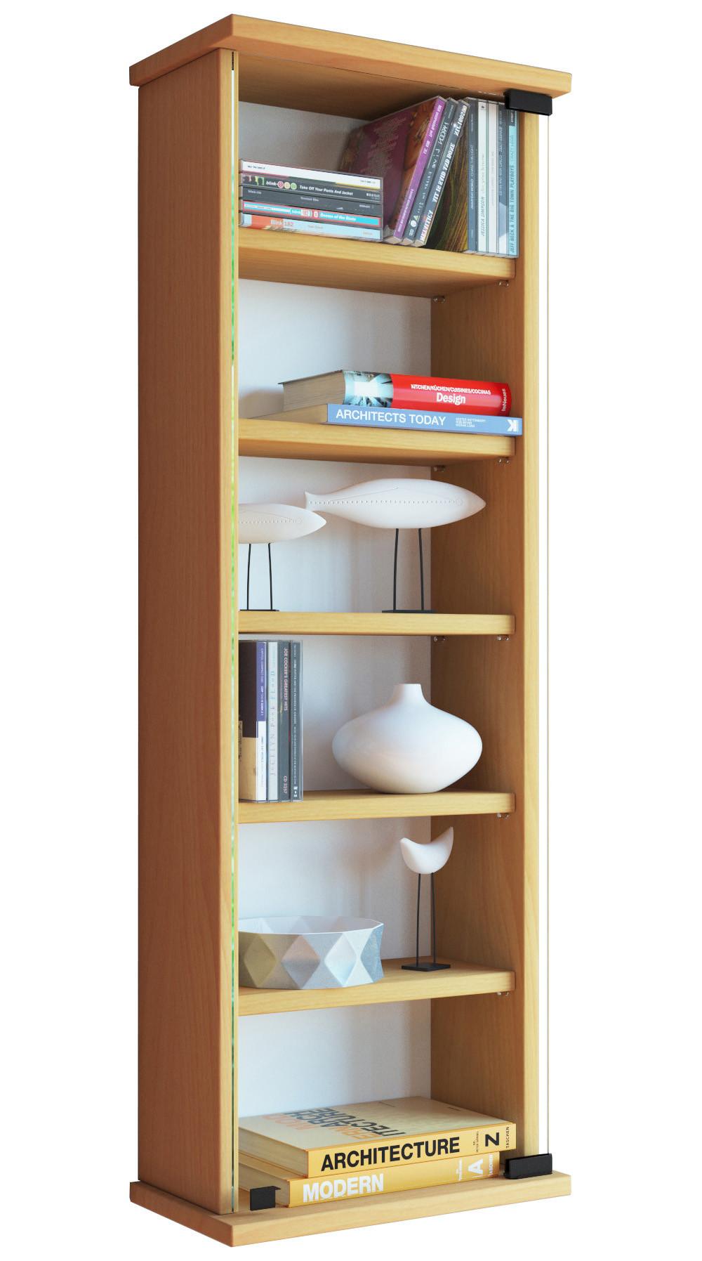 CD-Regal Loposa 31 cm Buche Dekor - Buchefarben, KONVENTIONELL, Glas/Holzwerkstoff (31/91,5/18cm) - MID.YOU