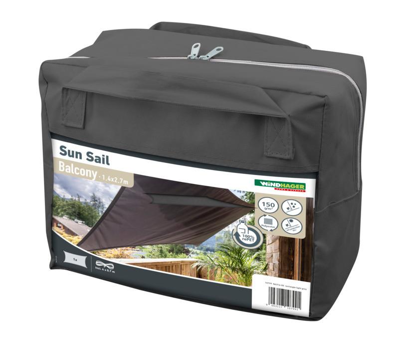 Sonnensegel Rechteck 170x270 cm - Anthrazit, Basics, Textil (170/270cm)