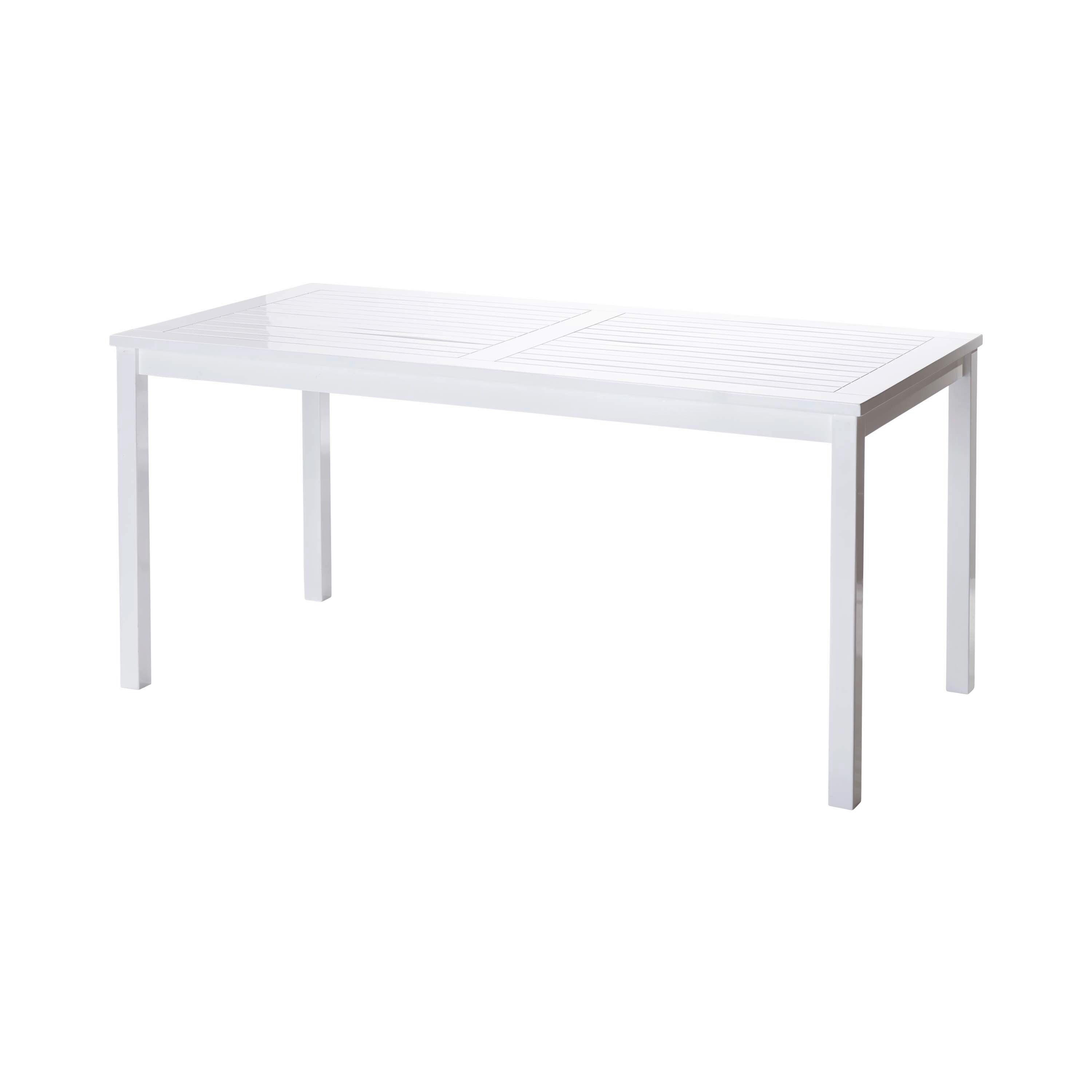 Gartentisch Rosenborg, Weiß 165x80x75 cm,  Echtholz - Weiß Hochglanz, Natur, Holz (165/80/75cm) - Gardenson
