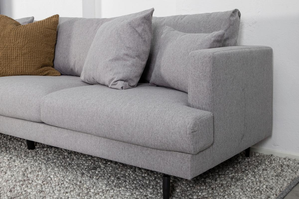 3-Sitzer-Sofa Sofia - Schwarz/Grau, Design, Holz/Kunststoff (260/86/88cm) - Livetastic