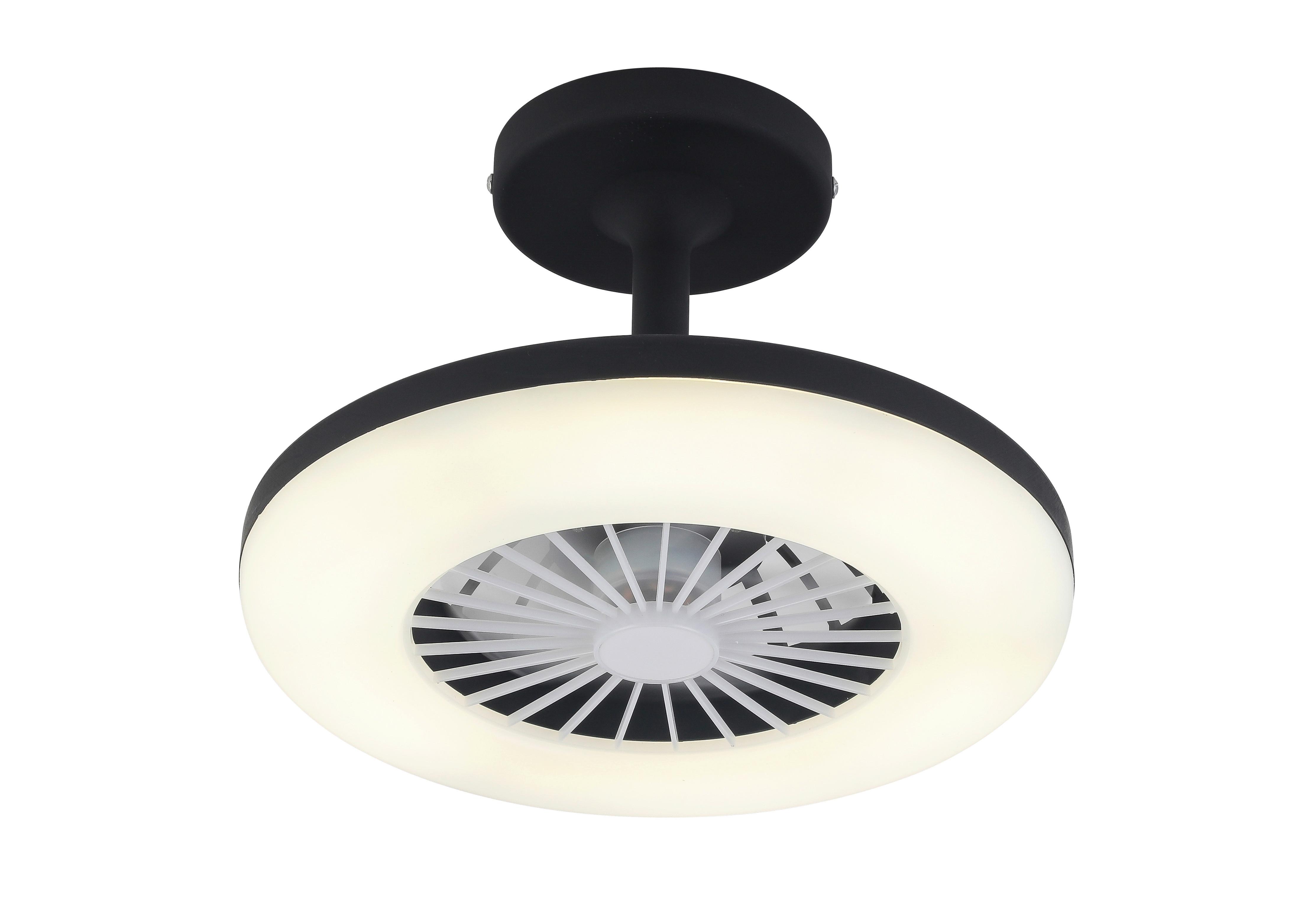 Stropní Ventilátor Amalia, S Osvětlením - bílá/černá, Moderní, plast (27,5cm) - Modern Living