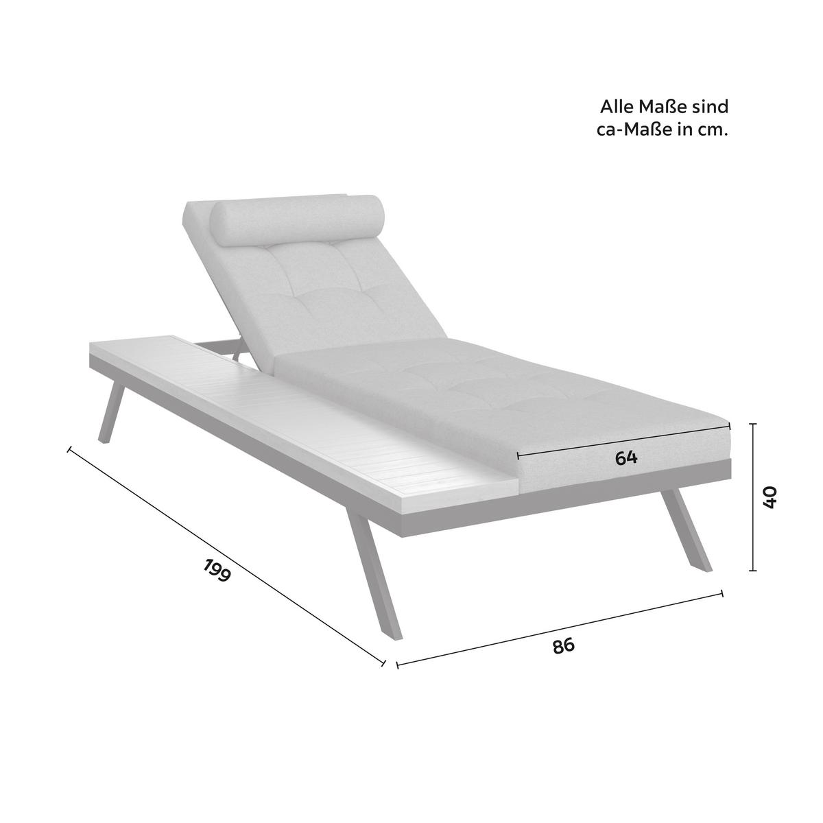 ZAHRADNÍ LEHÁTKO AVOLINA - bílá/světle šedá, Moderní, kov/textil (199/30/86cm) - Bessagi Garden