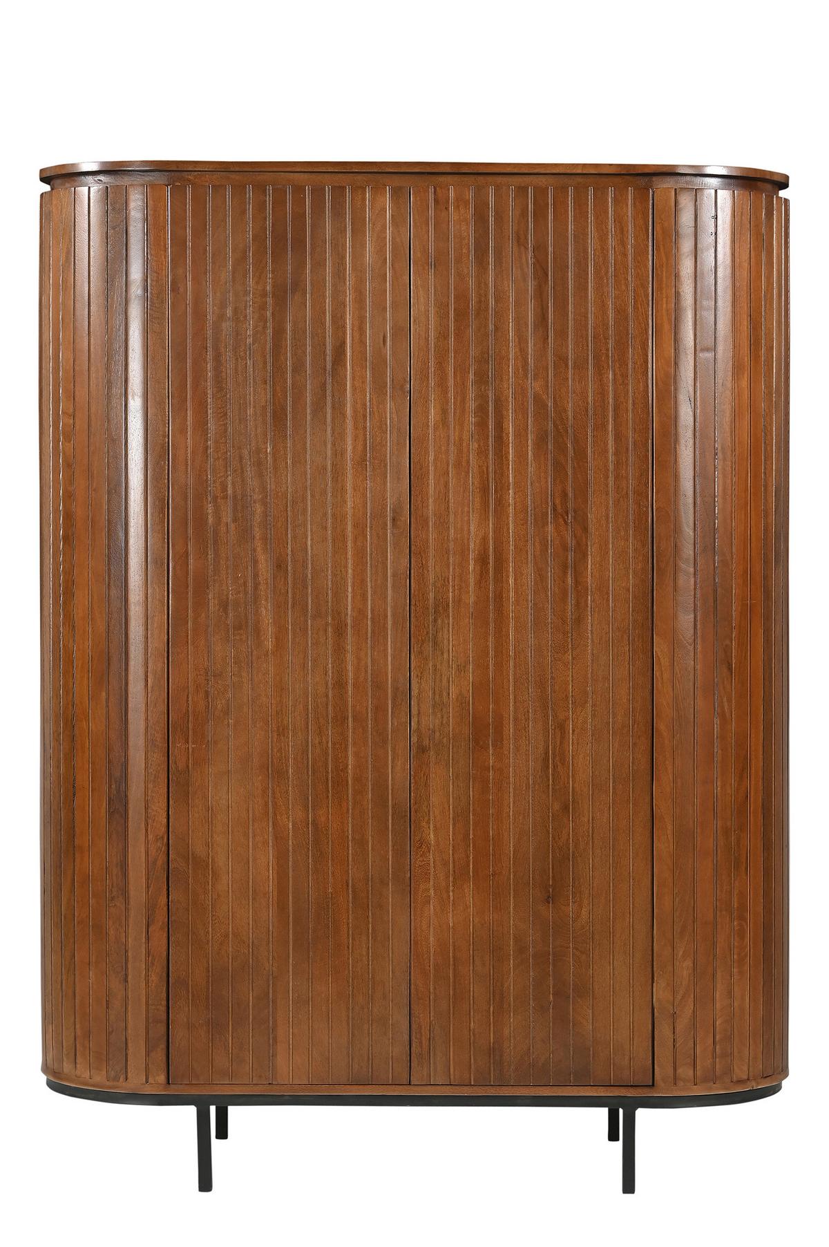 Highboard Mangoholz/Schwarz B: 115cm - Schwarz/Naturfarben, Design, Holz/Metall (115/151/43cm) - MID.YOU