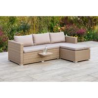 Loungegarnitur Veneto aus Kunststoff mit Kissen - Naturfarben, MODERN, Kunststoff/Metall (215/140cm) - Gardenson