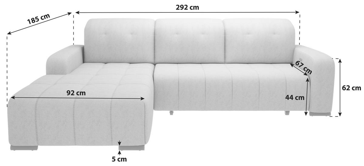Ecksofa Vicari - Beige/Schwarz, MODERN, Textil (292/185cm) - Livetastic