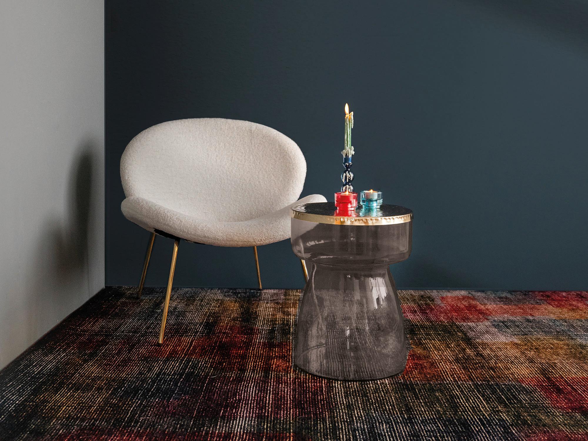 Beistelltisch Roman 125 Grau/goldfarben D: 36 Cm - Goldfarben/Grau, Design, Glas/Metall (36/48cm) - Kayoom