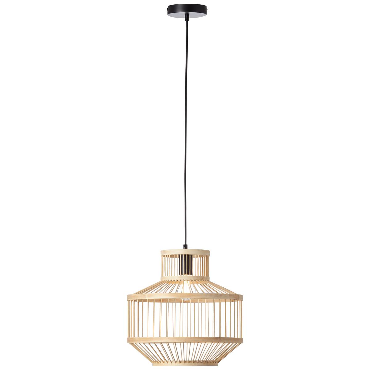 Led-hängeleuchte Teva H: 121,5 Cm 1-Flammig - Schwarz/Naturfarben, Natur, Holz/Metall (35/121,5cm) - Brilliant
