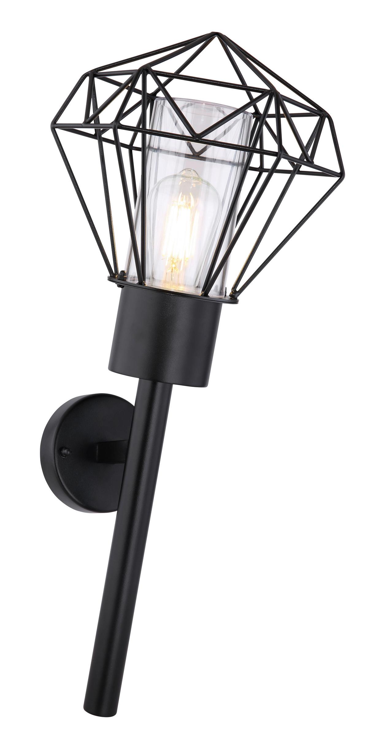 Außenleuchte Horace 15 Watt Edelstahl, Wandmontage - Klar/Schwarz, Basics, Kunststoff/Metall (22,5/28,5/28,5cm) - Globo