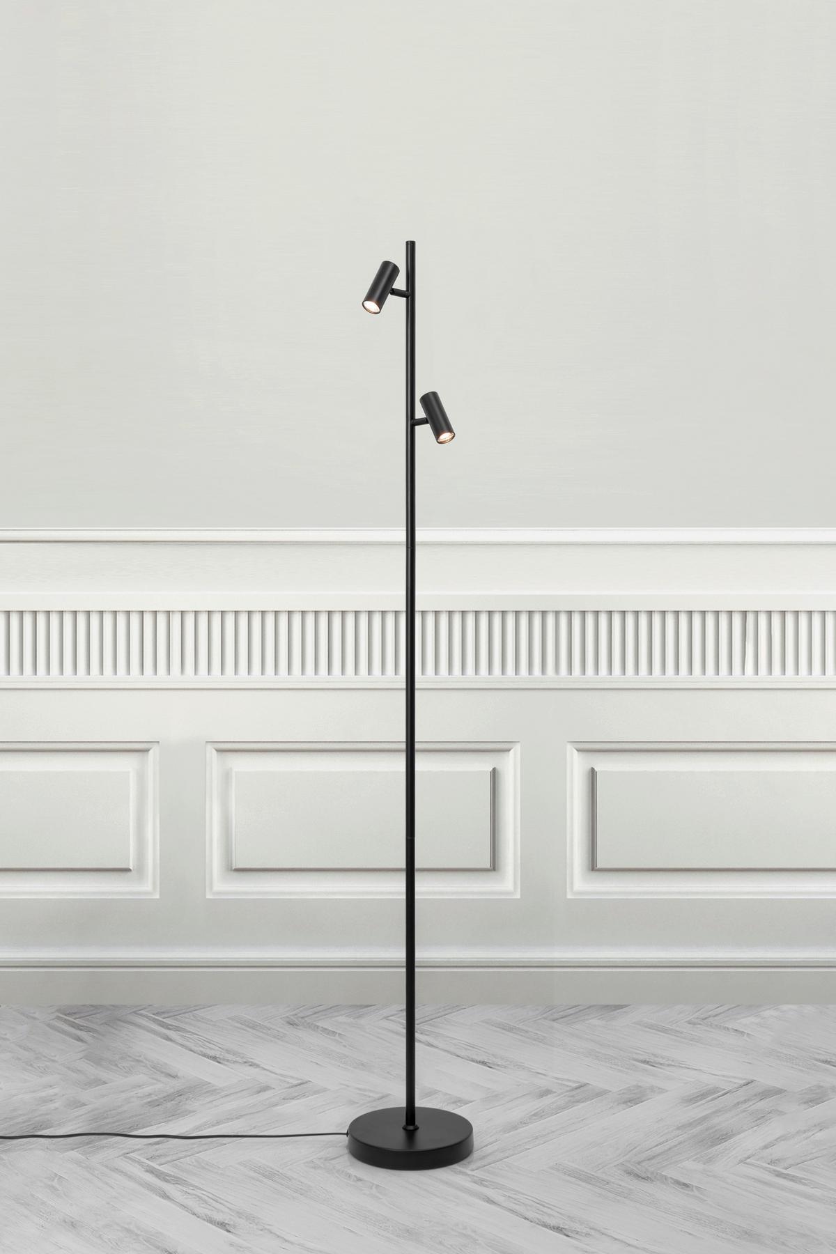 LED-Stehleuchte Omari Schwarz H: 141 cm - Schwarz, Design, Metall (141cm) - Nordlux