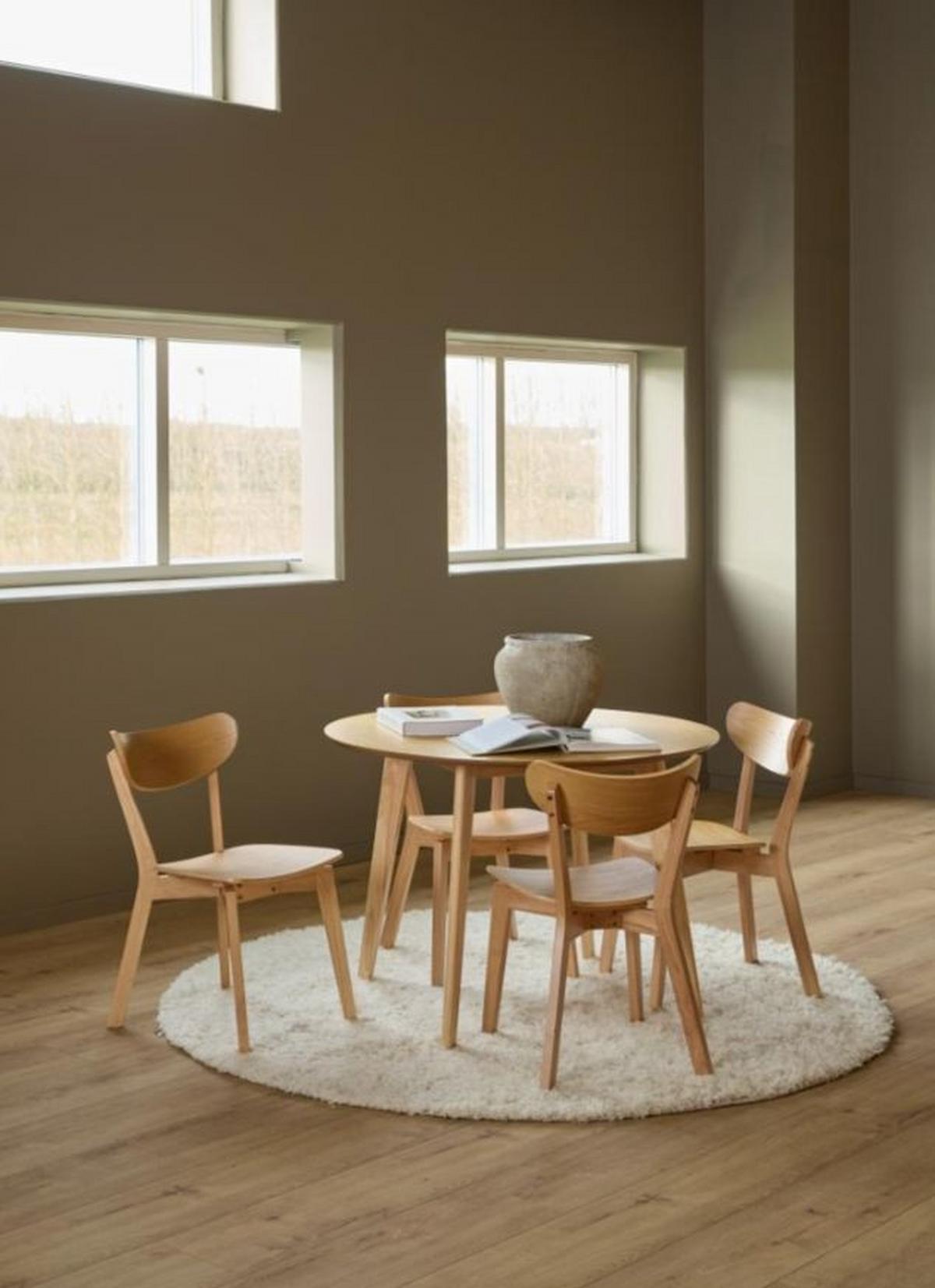 Okrúhly jedálenský stôl ROXBY 105 cm, dub - barvy dubu/přírodní barvy, Moderní, kompozitní dřevo (105/76/105cm)