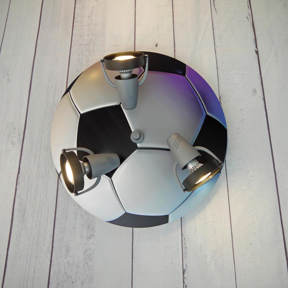 Deckenleuchte Fußball 3xgu10 Kinderzimmer Spots verstellbar - Schwarz/Weiß, Basics, Holz/Kunststoff (35cm) - Niermann