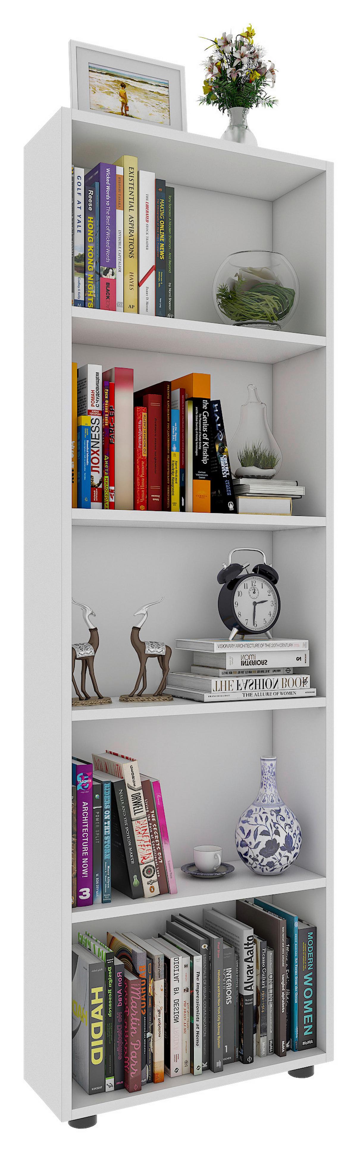 Regal Bulas Weiß B: 56 cm - Schwarz/Weiß, Basics, Holzwerkstoff (56/169/20cm) - MID.YOU