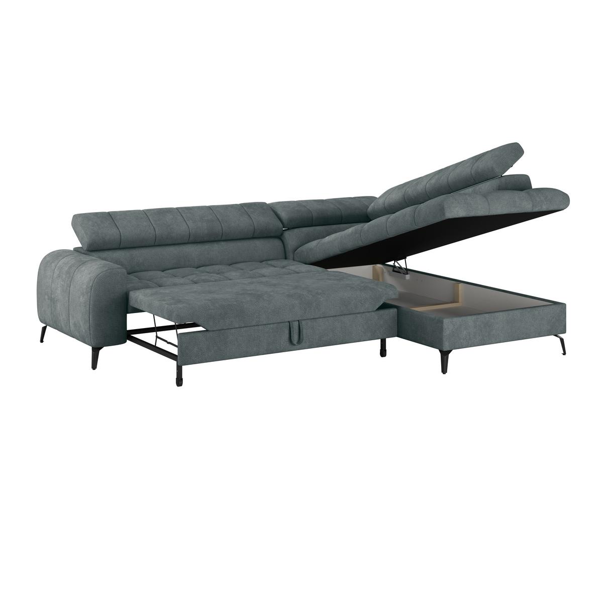 Ecksofa Volf Rechts New Grau, S: 261x203 cm - Schwarz/Grau, Trend, Kunststoff/Textil (261/203cm)