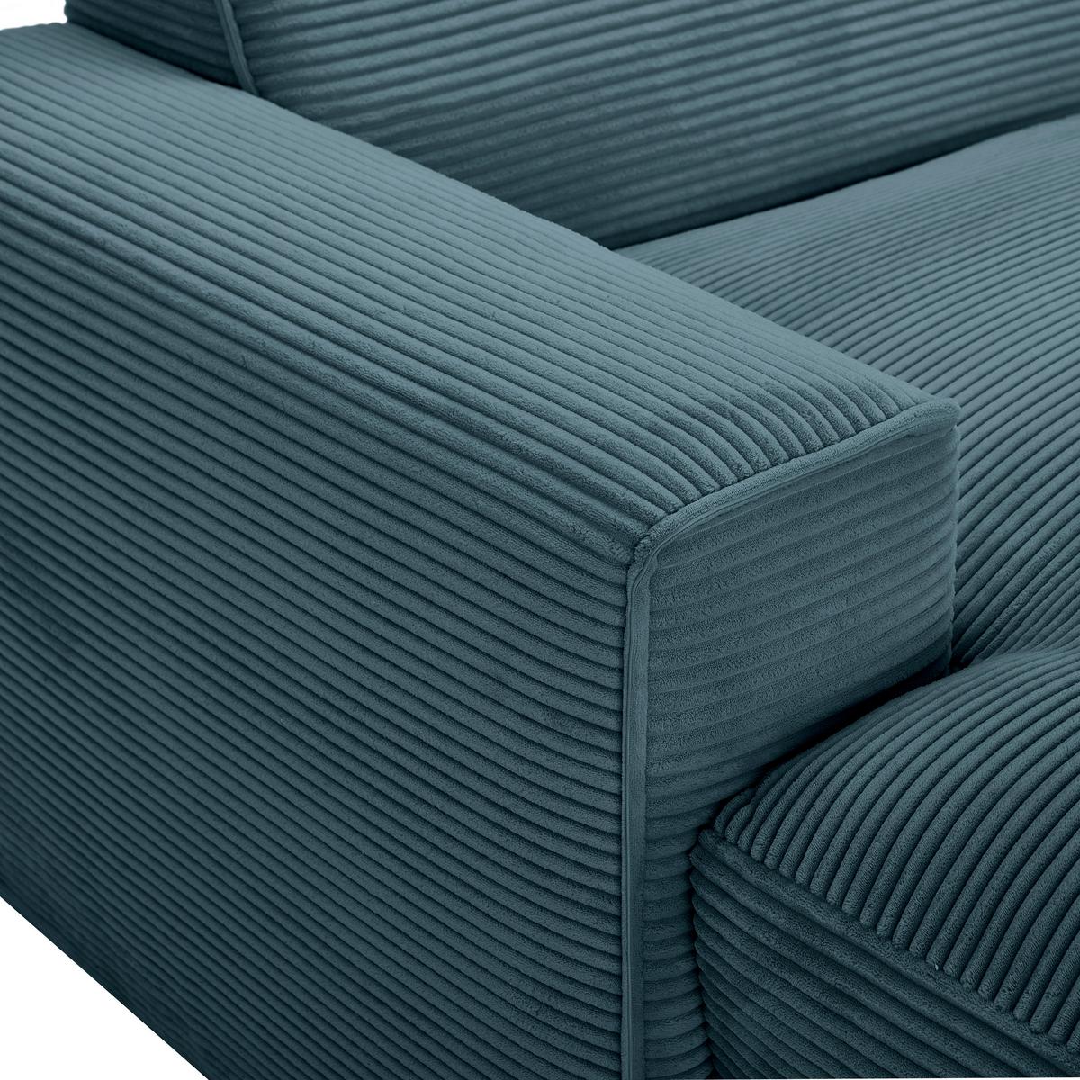 Ecksofa Pearl - Petrol/Schwarz, Design, Textil (196/303cm) - Livetastic
