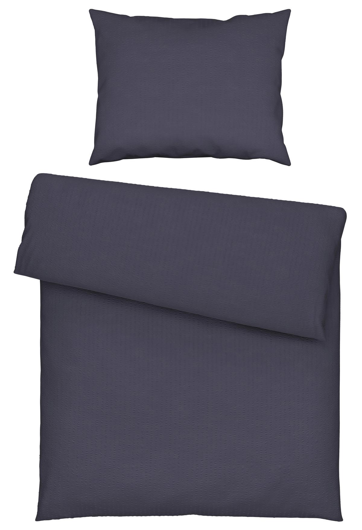 Seersucker Bettwäsche 140x200 cm Milena Baumwolle Anthrazit - Anthrazit, KONVENTIONELL, Textil (140/200cm) - Luca Bessoni