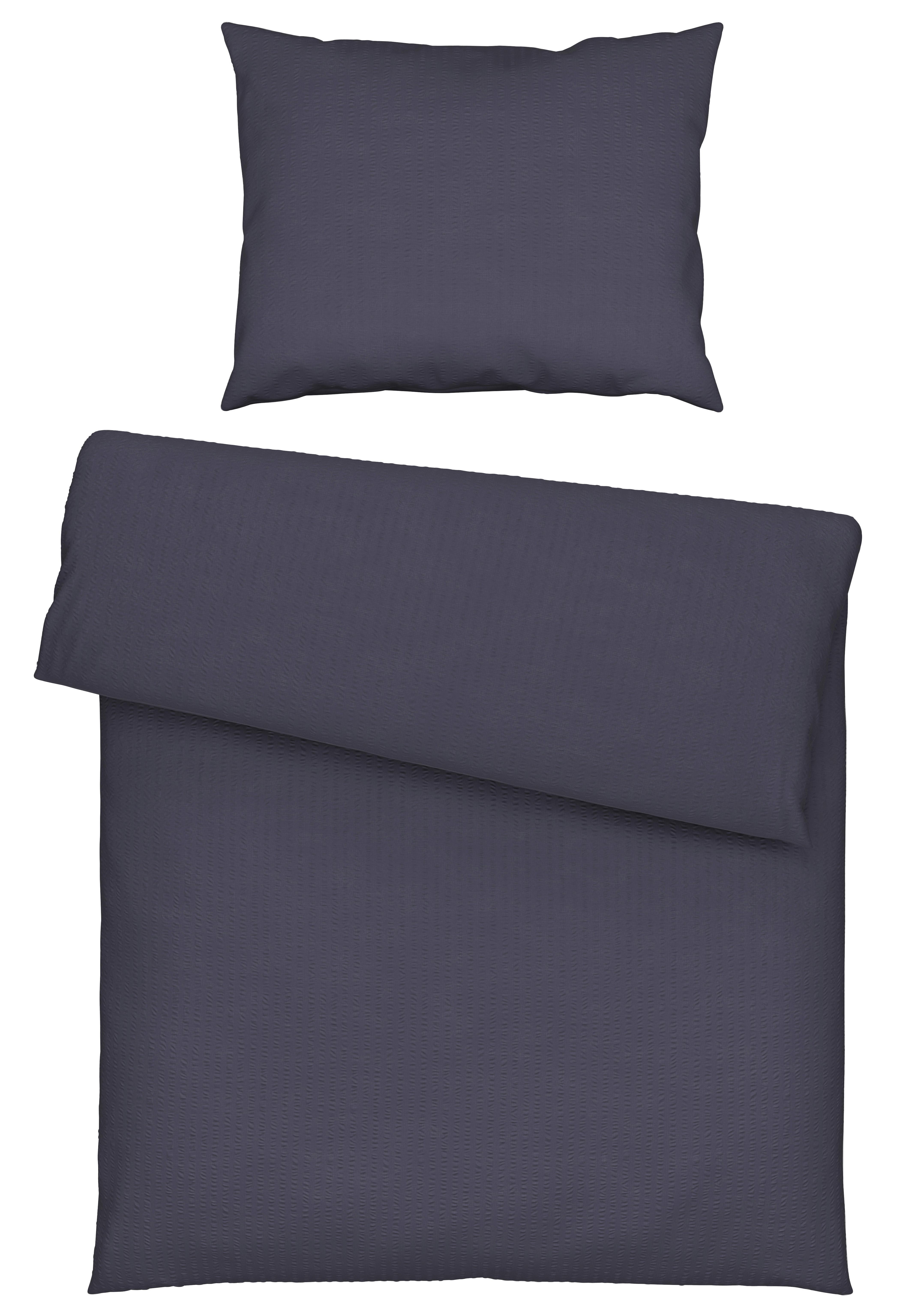 Seersucker Bettwäsche 140x200 cm Milena Baumwolle Anthrazit