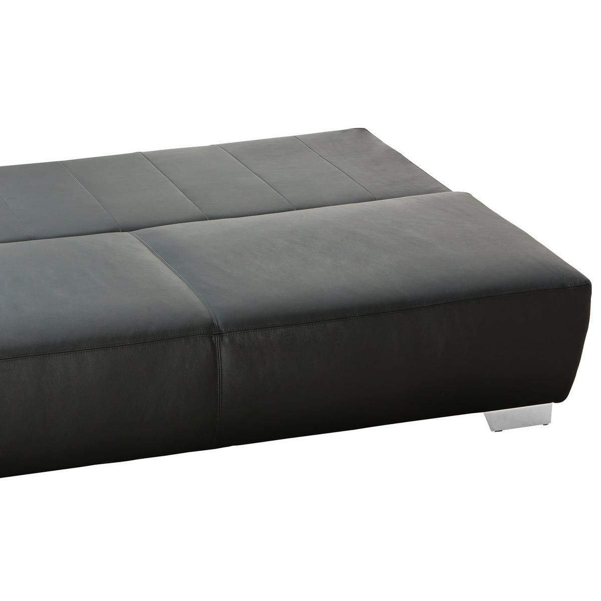 2-sitzer-sofa Mit Schlaffunkt. + Bk. Nikita Schwarz Leder - Chromfarben/Schwarz, KONVENTIONELL, Leder (195/85/90cm) - Livetastic