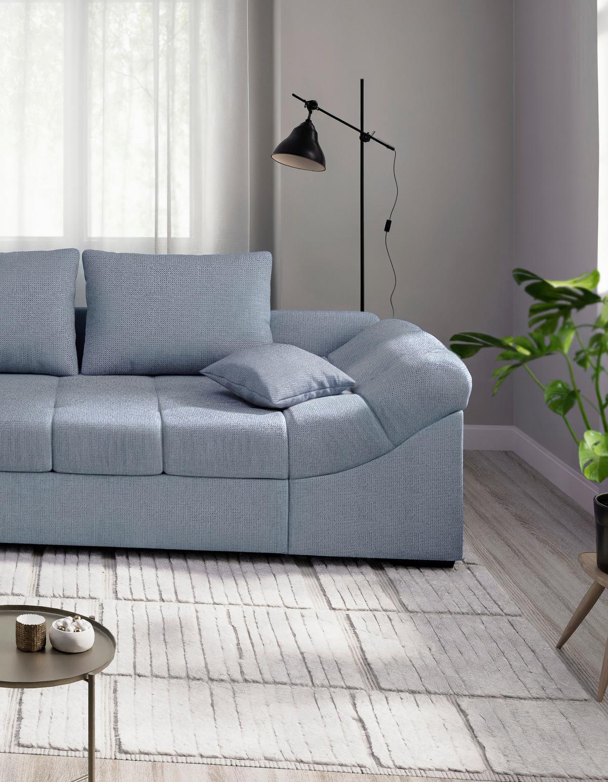 Eckschlafsofa Alvito Hellblau S: 202x298 Cm - Schwarz/Hellblau, MODERN, Textil (202/298cm) - MID.YOU