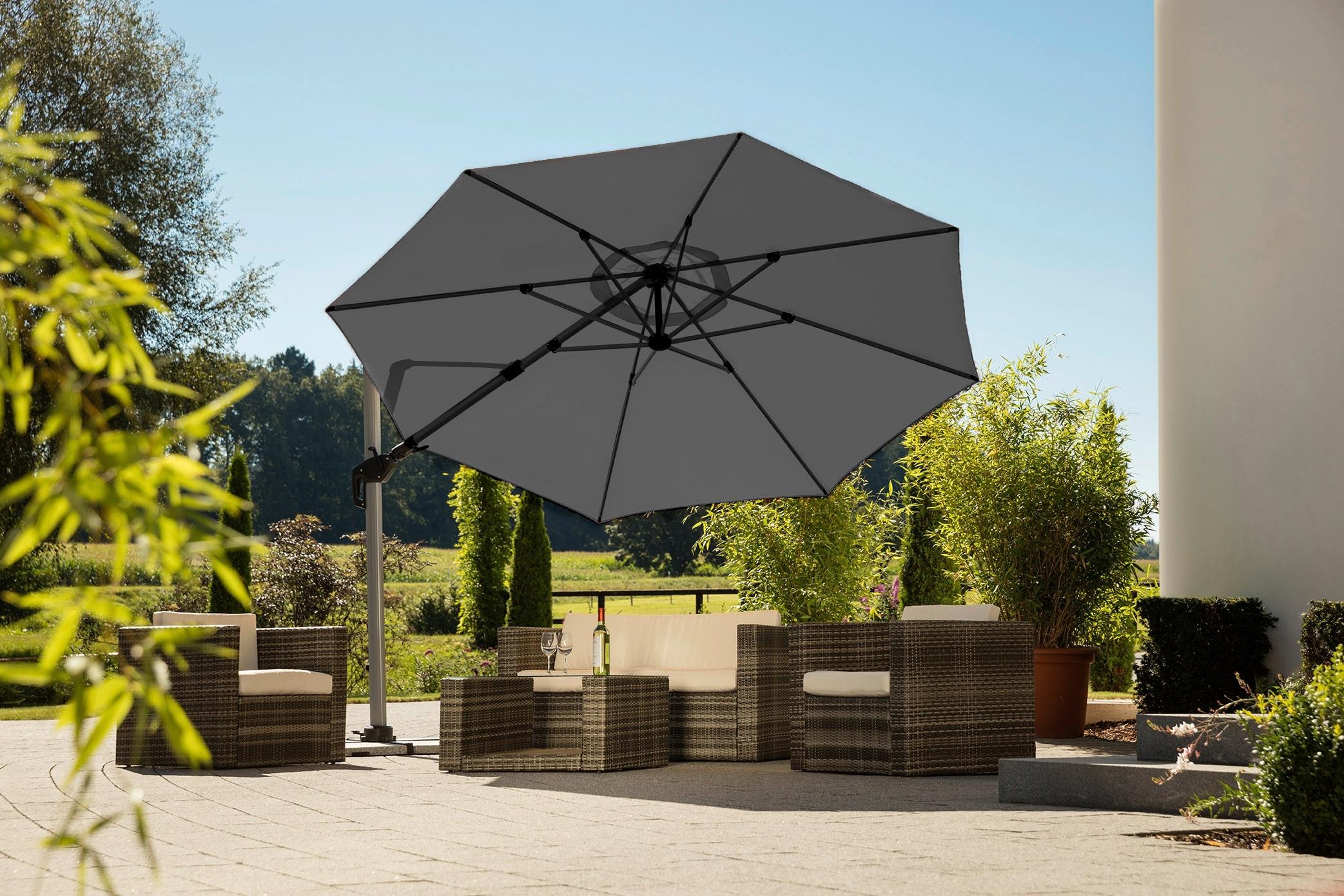 Ampelschirm Bermuda Bxhxt: 350x258x415 Cm Anthrazit - Anthrazit/Silberfarben, Basics, Textil/Metall (350/258/415cm) - Schneider