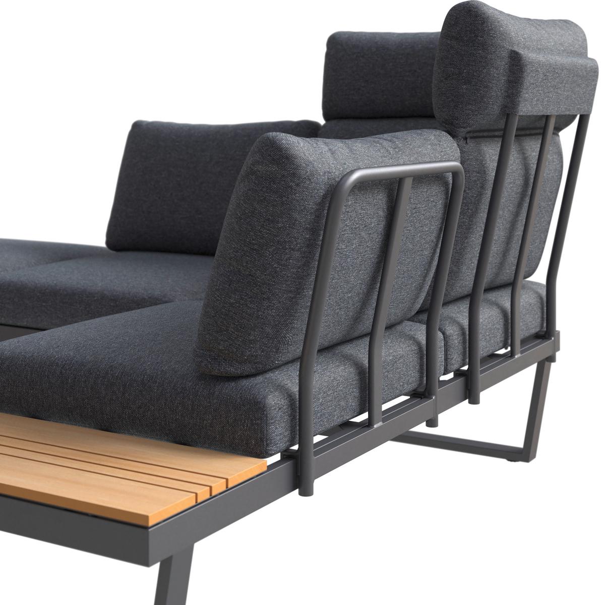 Loungegarnitur Rio - Anthrazit/Schwarz, MODERN, Kunststoff/Textil (226/156cm) - Beldano