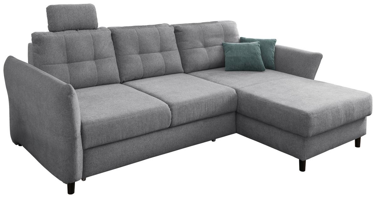 Ecksofa Brizzini Silberfarben S: 250-280/176 Cm - Mintgrau/Silberfarben, MODERN, Holz/Textil (250-280/176cm) - Livetastic