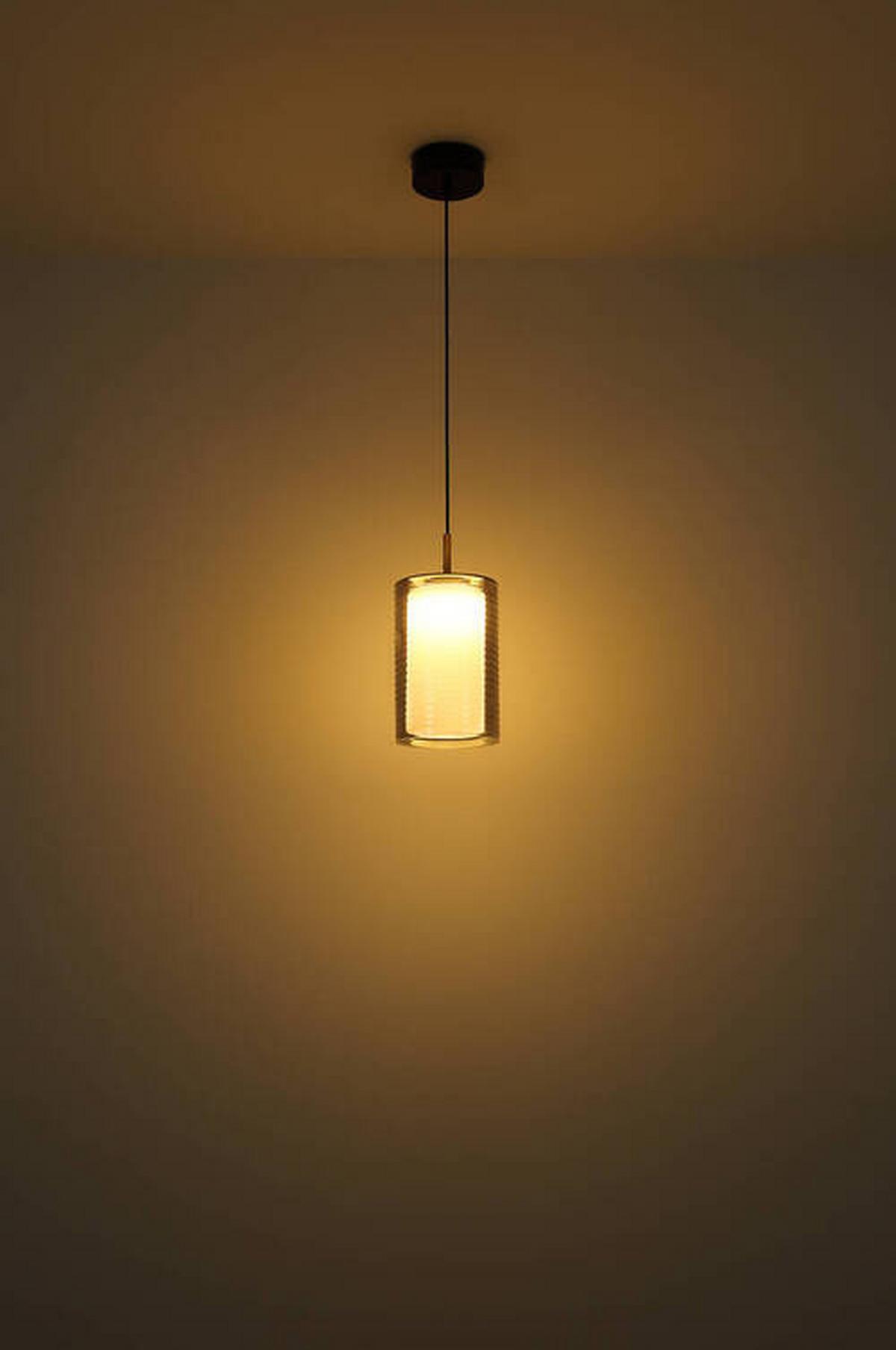 LED-Hängeleuchte 15740 - Messingfarben/Schwarz, Design, Glas/Metall (18/150cm) - Globo