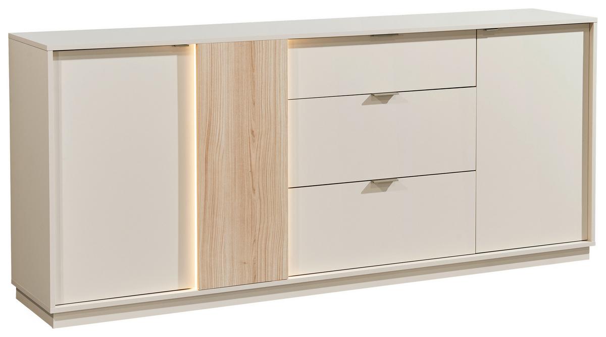 Sideboard Alex Kaschmir, B: 193cm - Kaschmir/Schwarz, Design, Holzwerkstoff (193/83/40cm) - MID.YOU