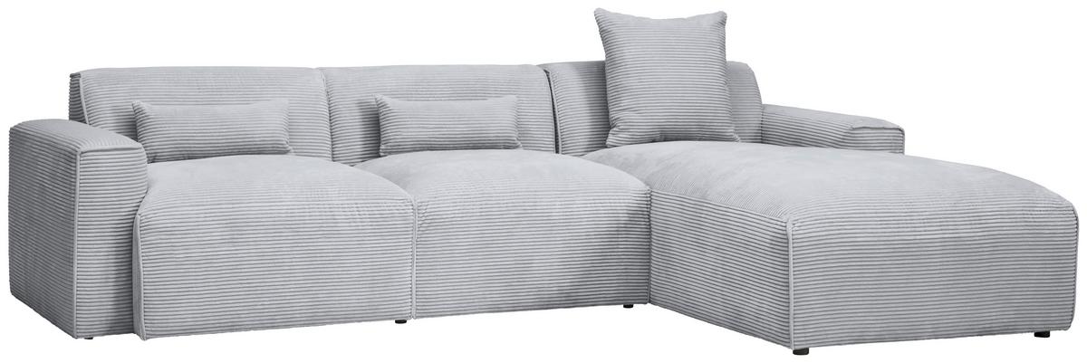 Ecksofa mit Zierkissen Pearl Grau 303x196 cm - Schwarz/Grau, Design, Textil (303/196cm) - Livetastic