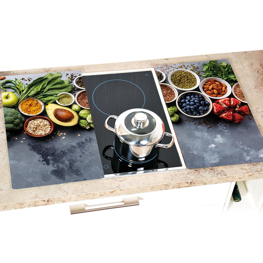 Herdabdeckplatte Bunt Bedruckt Esg-Glas 52x30 Cm 2er-Set - Basics, Glas (52/30/0,80cm) - Kesper