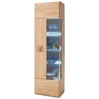 Vitrine Bologna B: 60 cm teilmassiv Eichefarben - Eichefarben, Design, Glas/Holz (60/208/38cm) - Livetastic