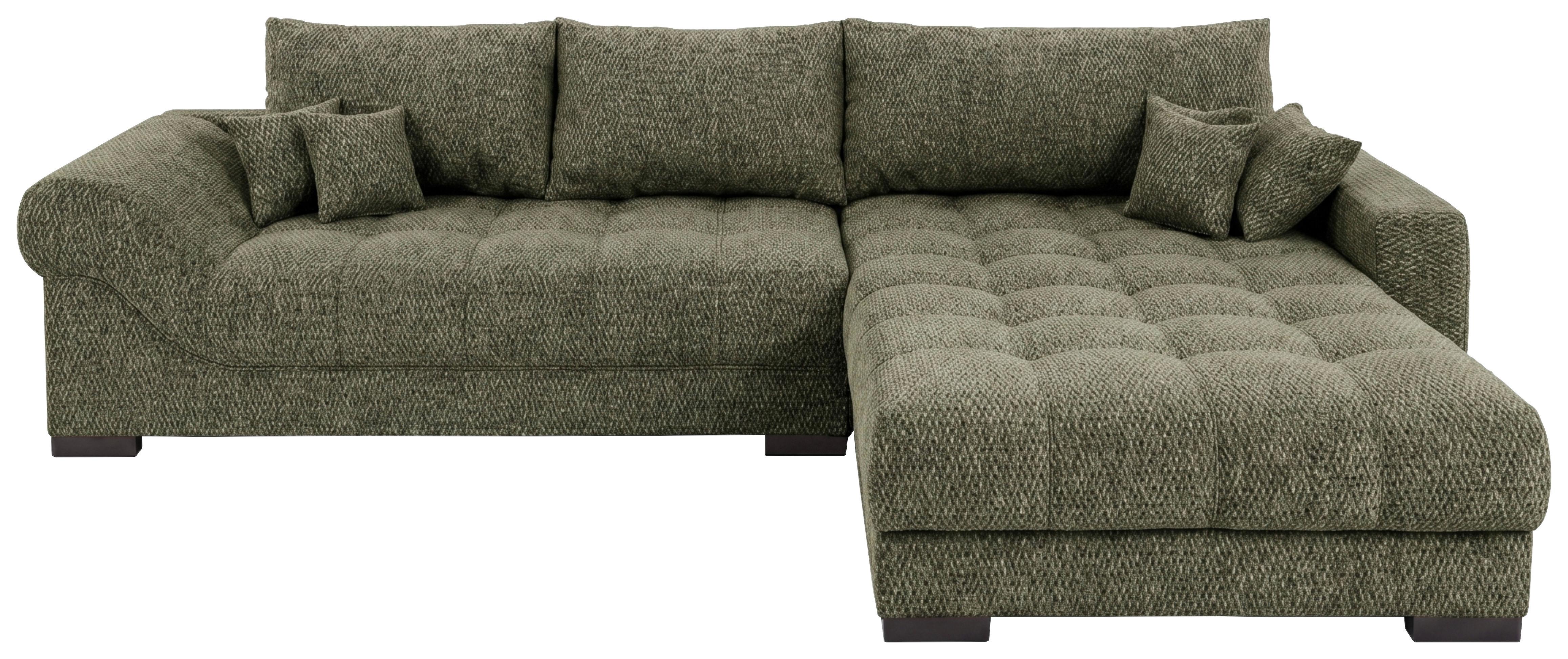 Boxspringová pohovka EMIL, oboustranná, tmavě zelená - černá/tmavě zelená, Romantický / Rustikální, dřevo/kompozitní dřevo (343/217cm)