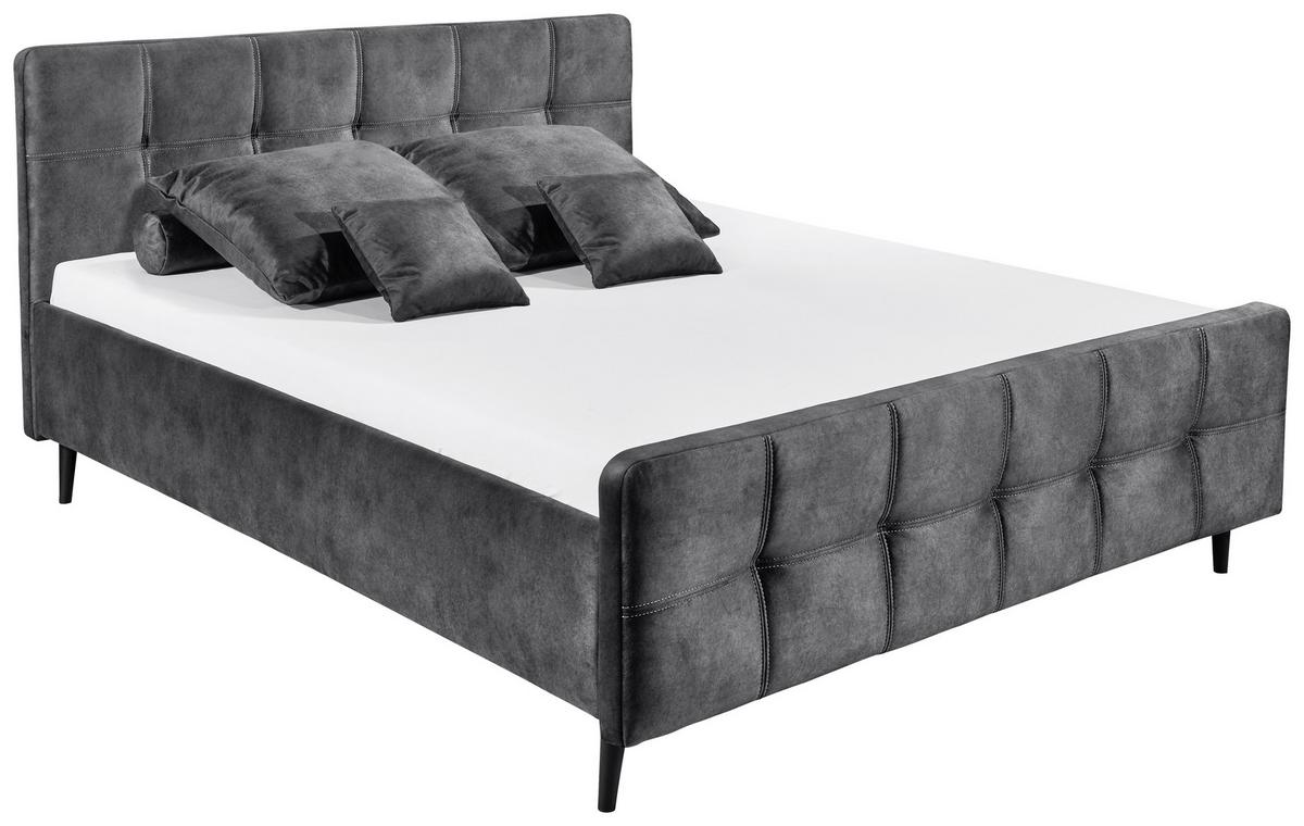 Polsterbett Mario C 180x200 Cm Anthrazit - Anthrazit/Schwarz, Basics, Holzwerkstoff/Textil (180/200cm) - MID.YOU