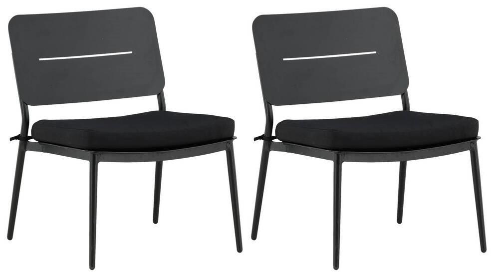 Loungesessel 2er-Set Lina aus Stahl - Schwarz, KONVENTIONELL, Textil/Metall (55/73/59cm) - Gardenson