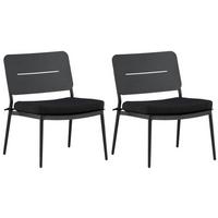 Loungesessel 2er-Set Lina aus Stahl - Schwarz, KONVENTIONELL, Textil/Metall (55/73/59cm) - Gardenson