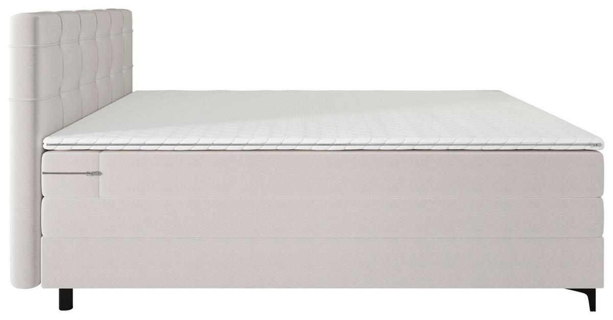 Boxspringbett Mitto mit Topper 180x200 cm - Silberfarben/Schwarz, KONVENTIONELL, Textil/Metall (180/200cm)