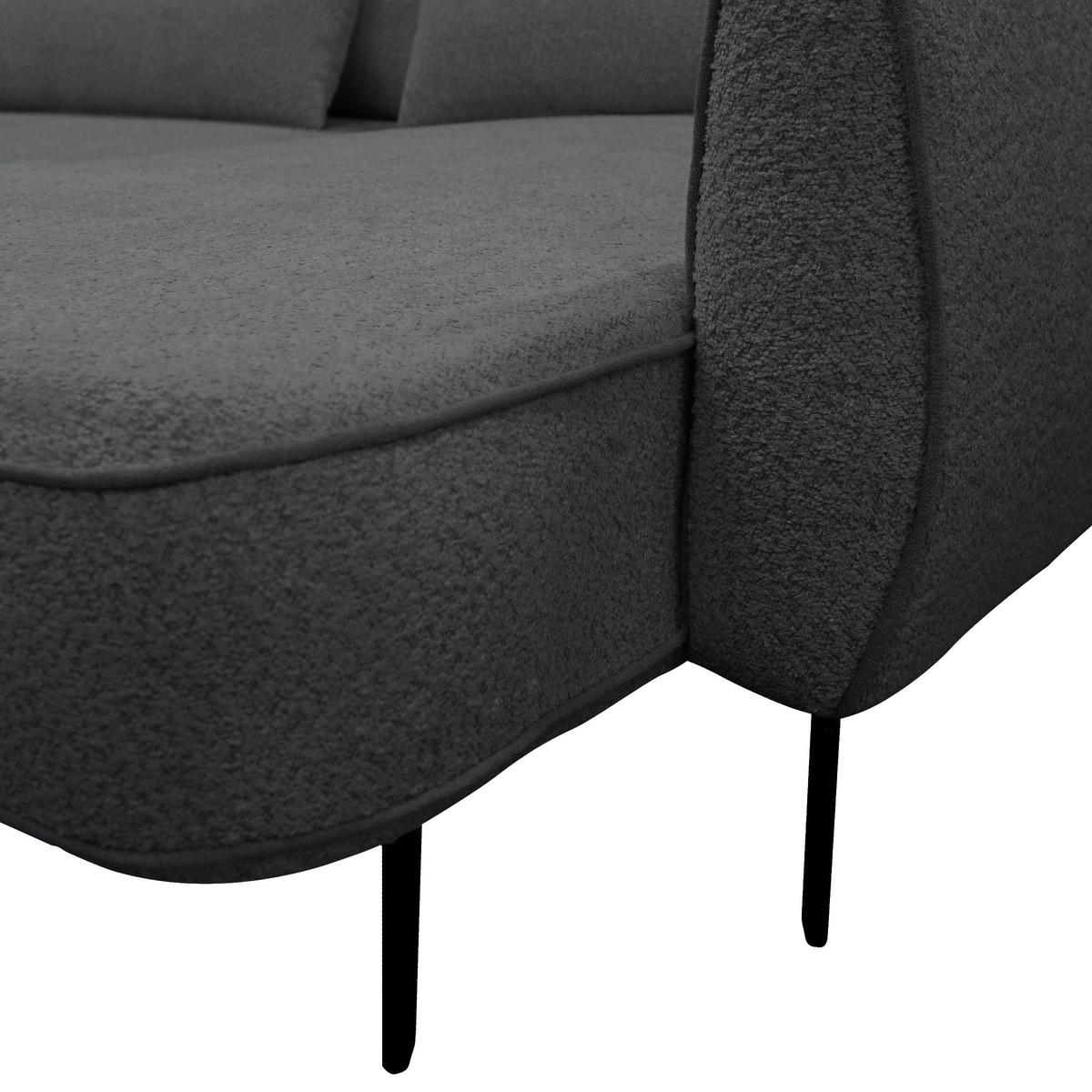 Ecksofa Abriamo Dunkelgrau 273x204 Cm - Dunkelgrau/Creme, Design, Textil (273/204cm) - MID.YOU