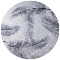 Teppich Rund Grau, Weiß. Federndessin Ø120 Cm - Weiß/Grau, MODERN, Textil (120cm) - Luca Bessoni