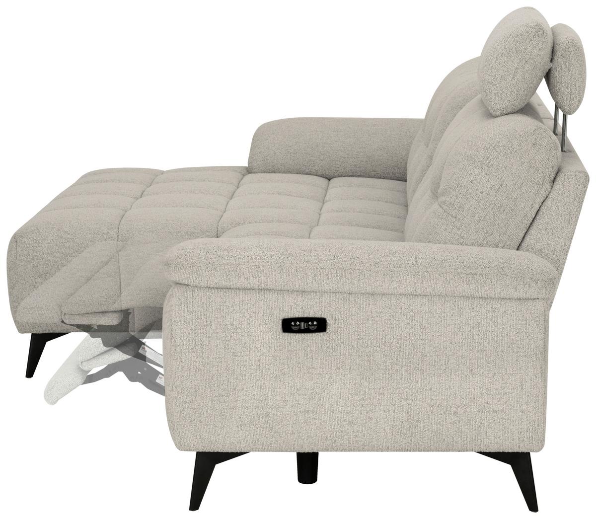 Sedací souprava VENICE, levá, bílá, elektrické nastavení noh - bílá/černá, Moderní, kov/dřevo (156/268cm) - Premium Living