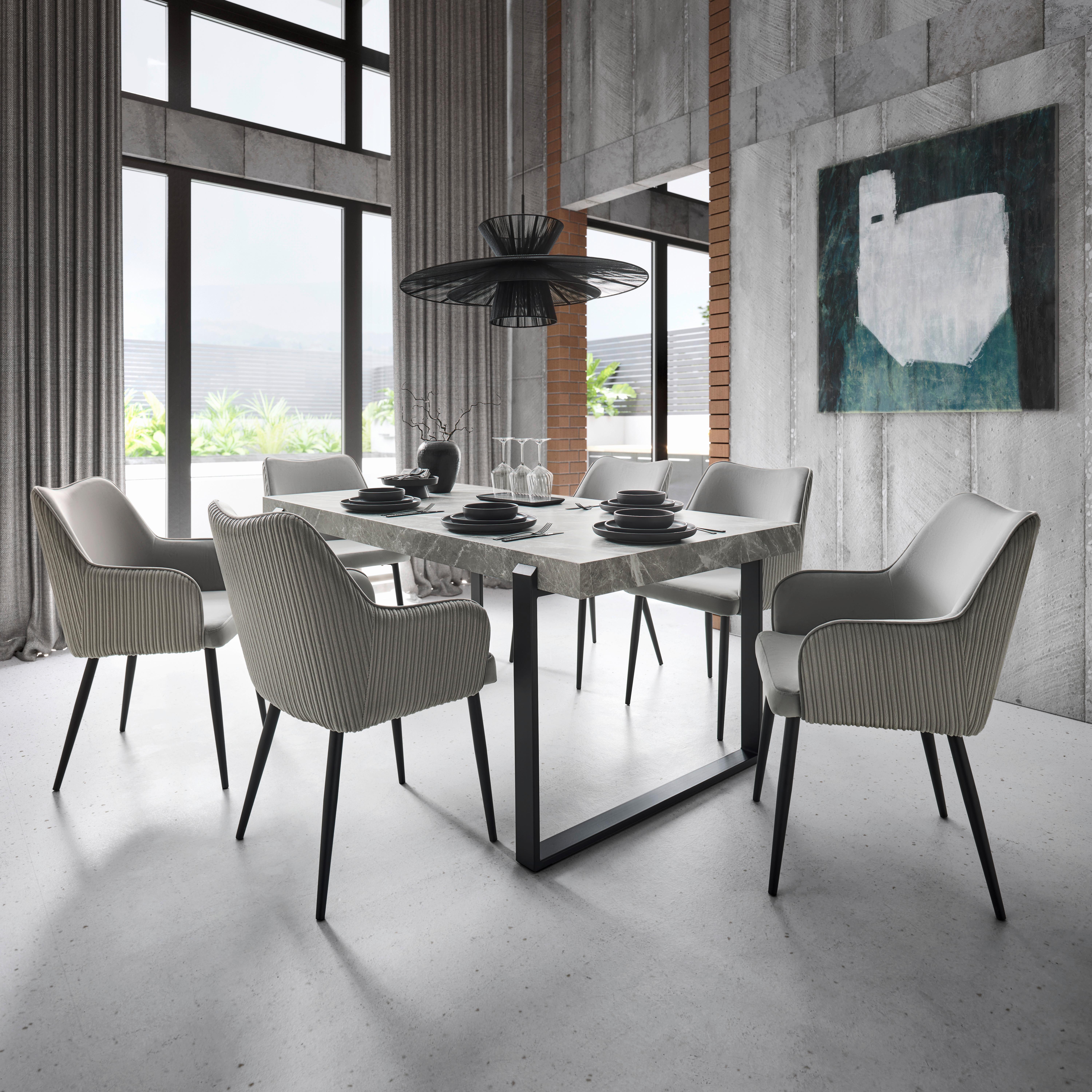 Jídelní Stůl Mila 180x90 Cm - šedá/černá, Moderní, kov (180/90/76cm) - Bessagi Home
