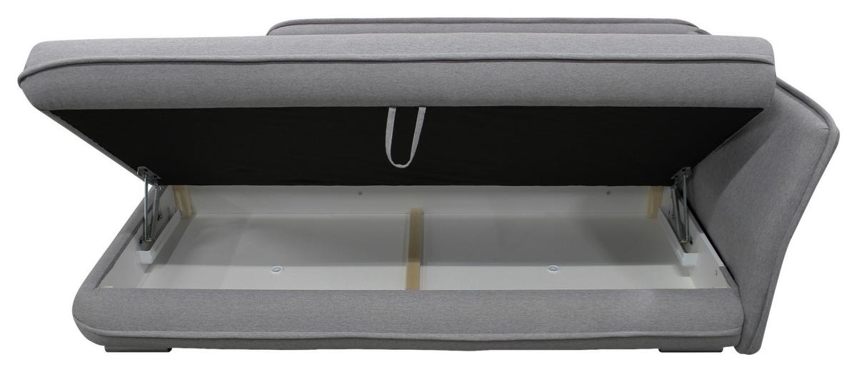 Relaxliege Latte L: 224 cm Grau mit Bettkasten - Silberfarben/Grau, Design, Textil (224/84/99/107cm) - MID.YOU