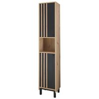 Hochschrank Volano Bxh 38x195 Cm Eiche Dekor/schwarz - Schwarz/Eiche Artisan, MODERN, Holzwerkstoff (38/195/32cm) - MID.YOU