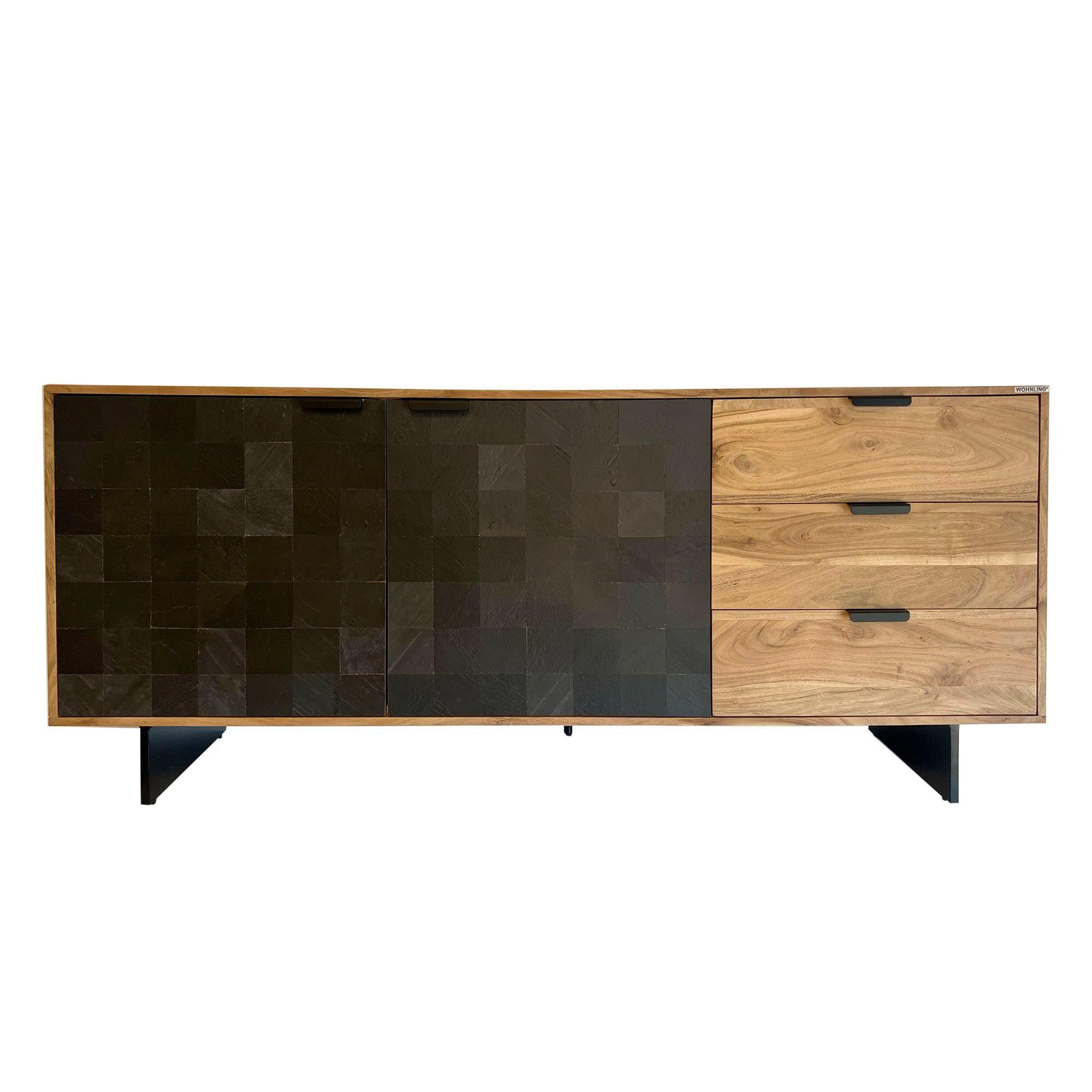 Sideboard Akaziefarben, Schwarz B: 175cm - Schwarz/Akaziefarben, Natur, Holz (175/76/40cm) - Livetastic