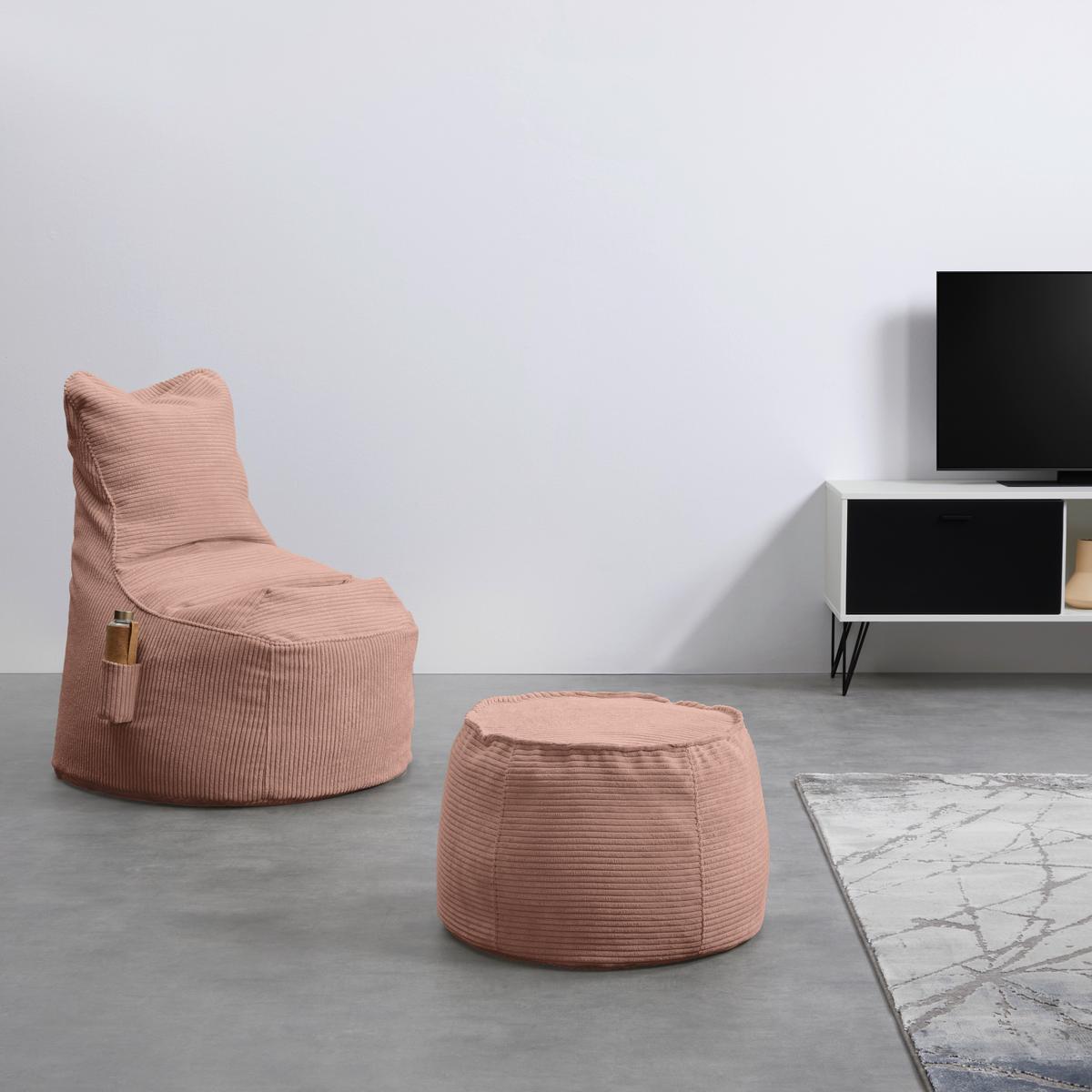 Taburet LUCYLLA, růžový manšestr - růžová, Moderní, textil (60/60/38cm) - Mömax