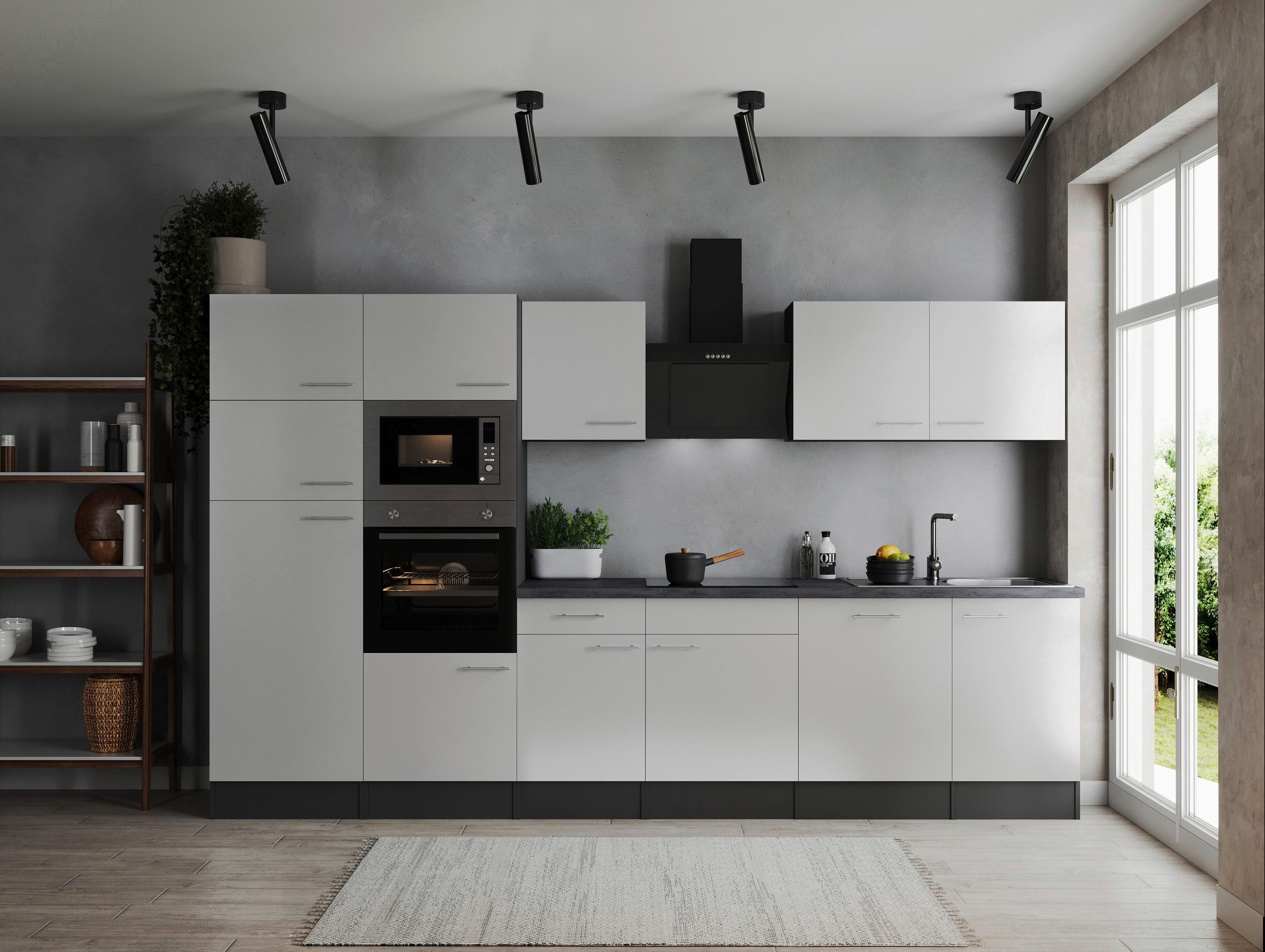 Küchenblock Oliver Weiß, Grau B: 340 cm - Weiß/Grau, Design, Holzwerkstoff (340cm) - Respekta