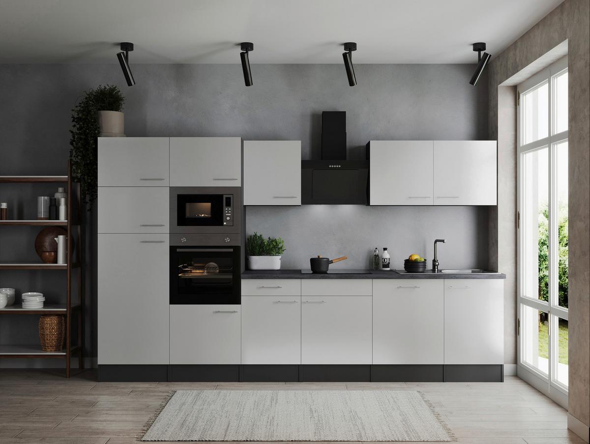 Küchenblock Oliver Weiß, Grau B: 340 cm - Weiß/Grau, Design, Holzwerkstoff (340cm) - Respekta