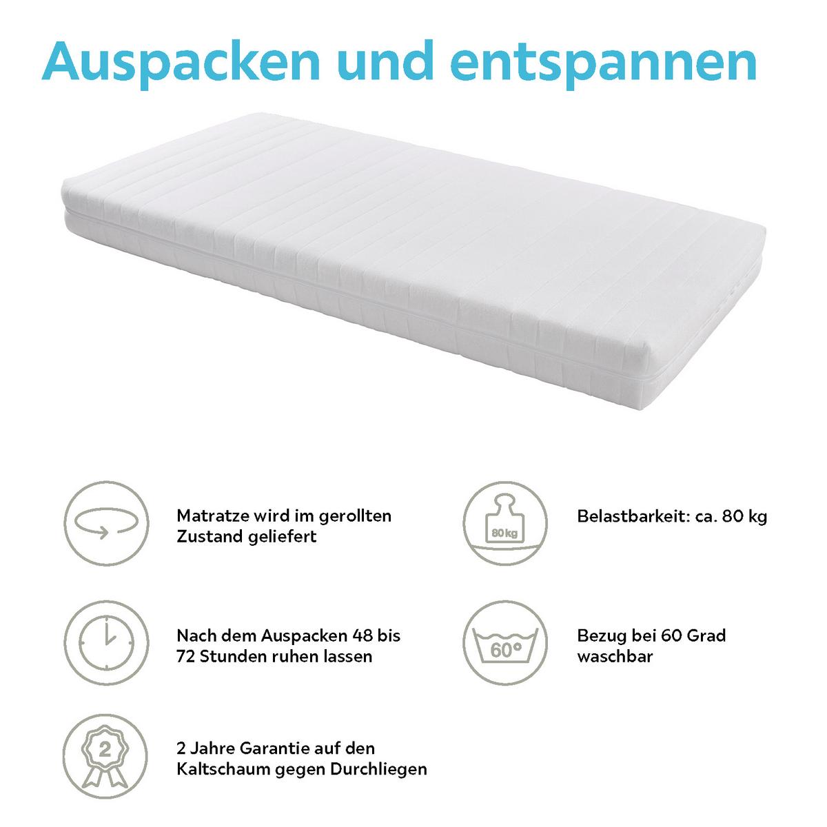 Kaltschaummatratze Lisi 140x200 Cm H2, H: 17 Cm - Weiß, KONVENTIONELL, Textil (140/200cm) - Livetastic