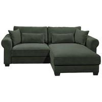 Ecksofa Mit Schlaffunktion Angelina Dunkelgrün Kord - Dunkelgrün/Schwarz, Basics, Textil (255/92/185cm) - MID.YOU