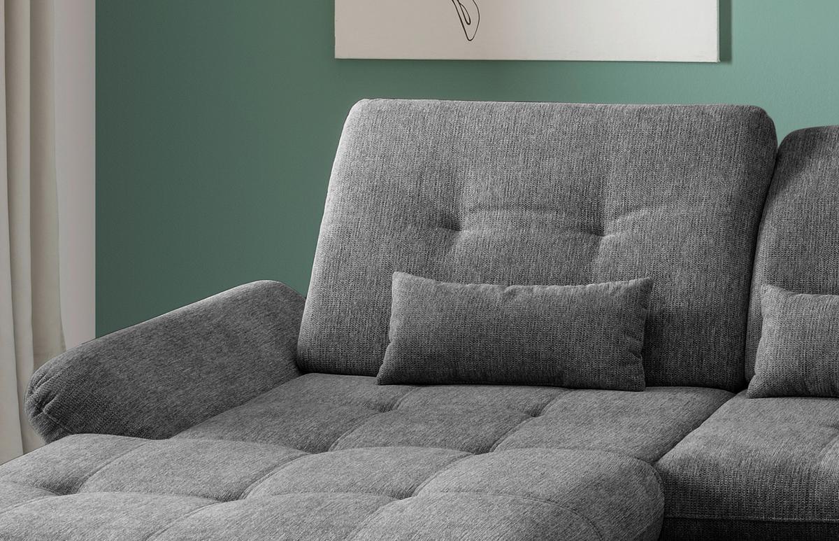 Wohnlandschaft Dalida Anthrazit U: 195x376x254 Cm - Chromfarben/Anthrazit, Design, Textil (195/376/254cm) - Livetastic