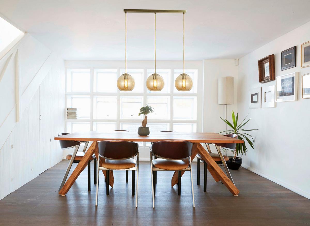 Hängeleuchte Balls H: 150 Cm 3-Flammig, Höhenverstellbar - Messingfarben/Bernsteinfarben, KONVENTIONELL, Glas/Metall (86/20/150cm)